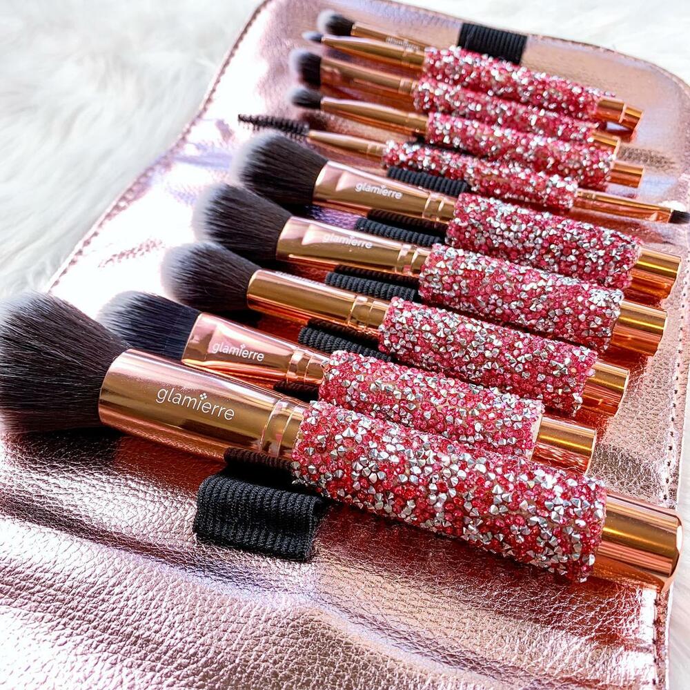 Pink Luxe Rose Gold Bedazzled Brush Collection