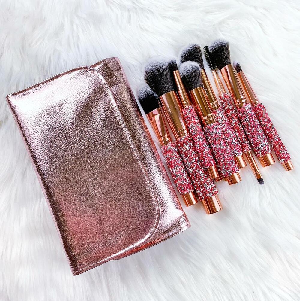 Pink Luxe Rose Gold Bedazzled Brush Collection