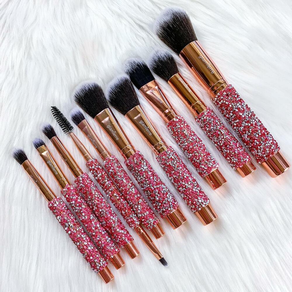 Pink Luxe Rose Gold Bedazzled Brush Collection