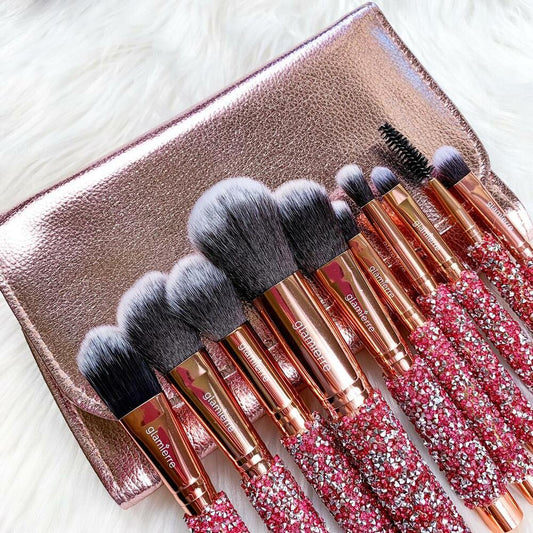 Pink Luxe Rose Gold Bedazzled Brush Collection