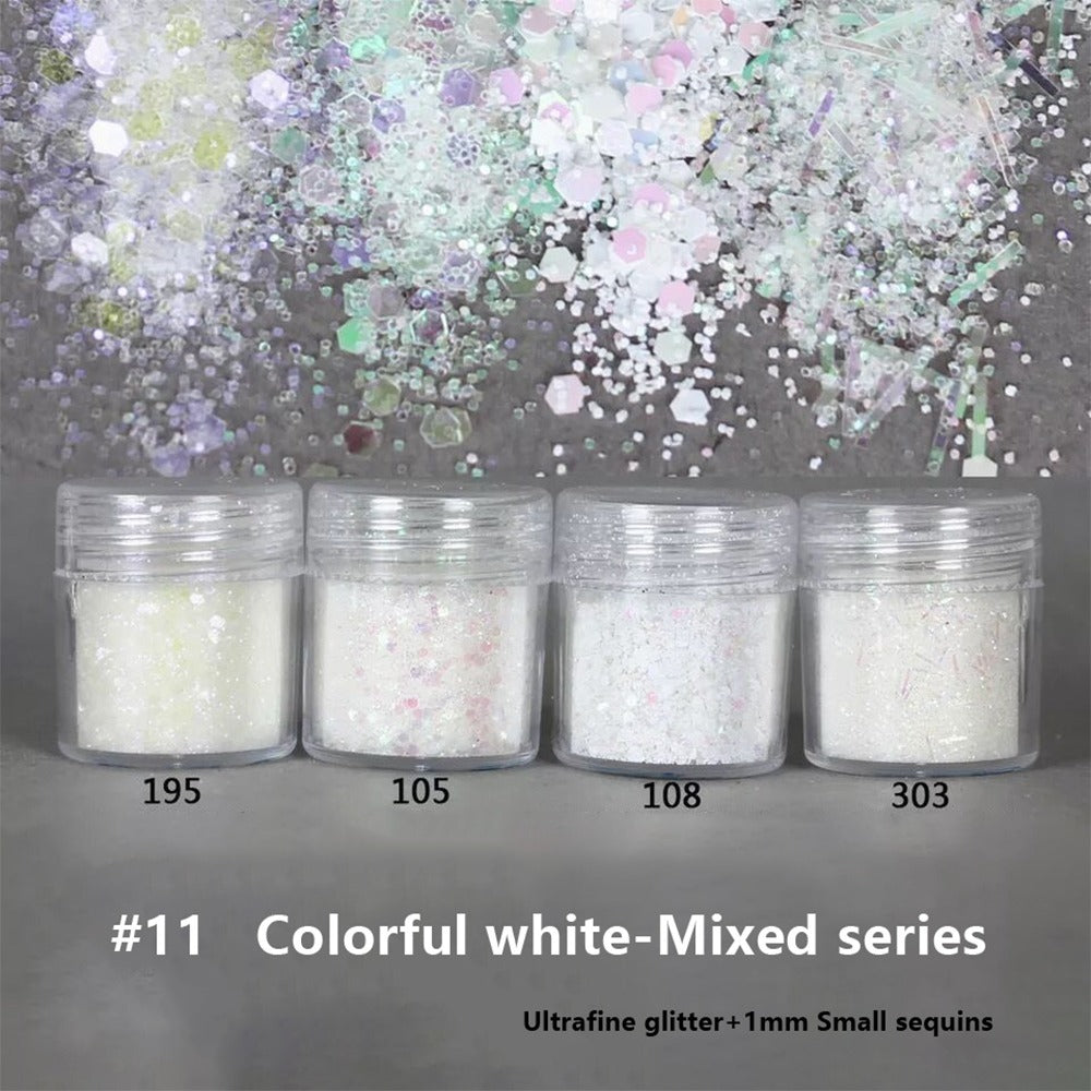 Iridescent White Loose Glitter Makeup Collection